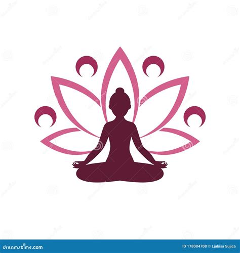 Yoga Logo Design Stock Human Meditation With Leaves In Above Vector