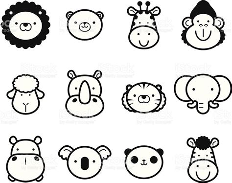 55% off, free s & h! Cute Zoo Animals in black and white. | Easy animal drawings, Animal outline, Animal templates