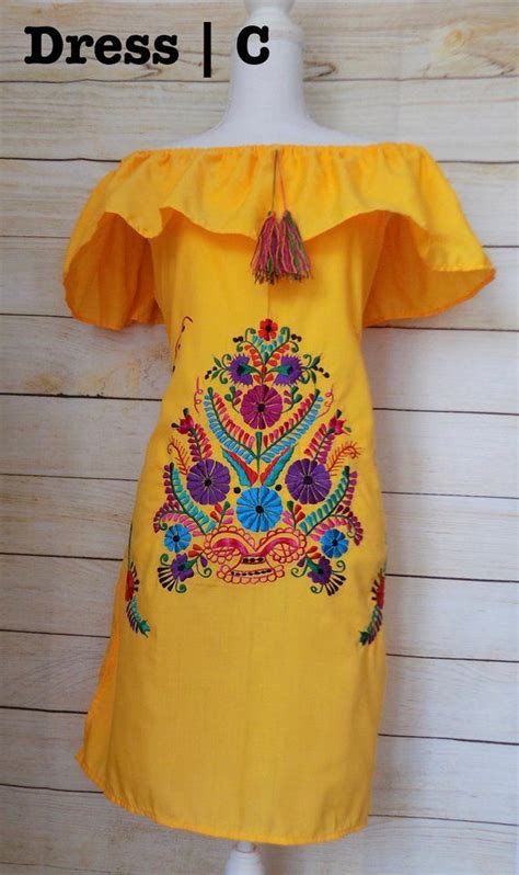 Mexican Dress Off The Shoulder Dress Yellow Mexican Dress Ropa