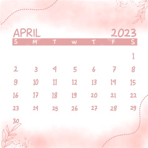 April Calendar Hd Transparent Calendar April With Pink Watercolor