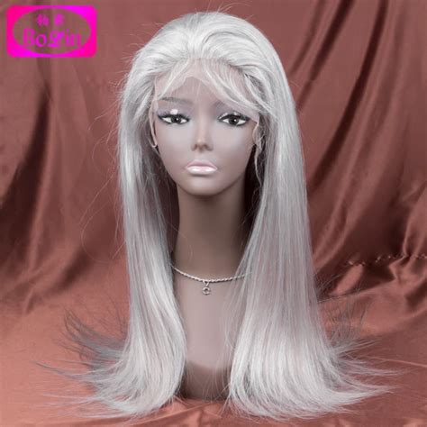 A Hotsale Silver Grey Human Hair Wigs Brazilian Full Lace Wigs Front