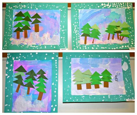Winter Scene Winter Art Lesson Kindergarten Art Lessons