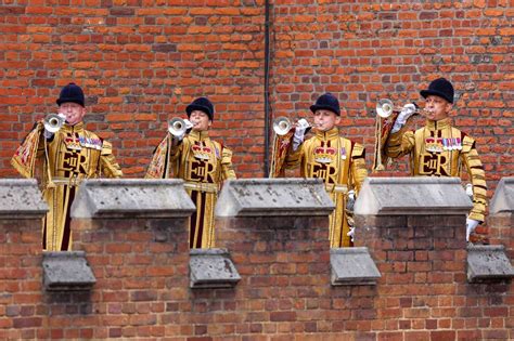 Trumpet Fanfare Amid Precise Pageantry For Public Proclamation Of King