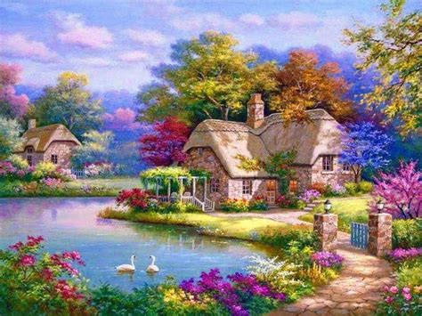 Needlework Diy Diamond Embroidery Beautiful Scenery Outside The Country