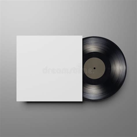 Vinyl Record With Blank Cover On Gray Background Mock Up Template