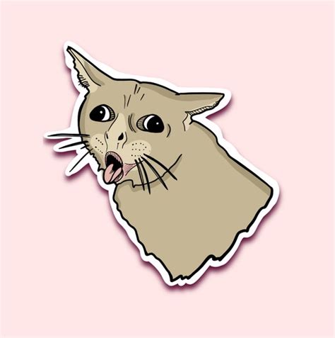 Coughing Cat Meme Vinyl Sticker Cute Laptop Stickers Etsy