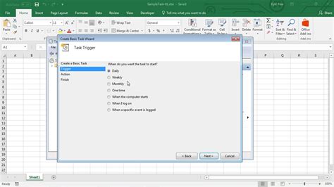 Microsoft Windows Task Scheduler With Microsoft Excel Youtube