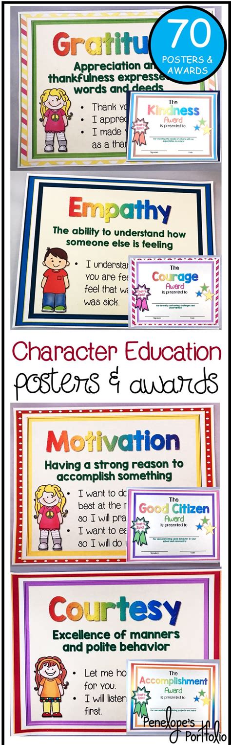 Character Ed Awards And Posters Bundle 70 Character Education Traits