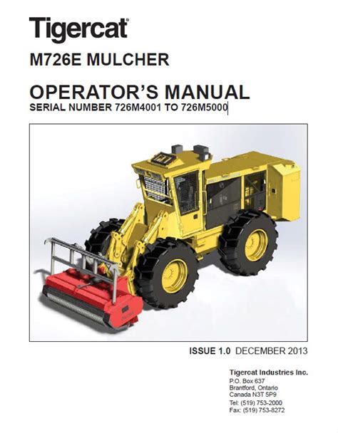Tigercat Mulcher M726E Operator S And Service Manual