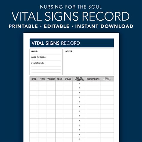 Printable form in pdf format to keep track of vital signs and other health information. Editable Vital Signs Form Vital Signs Vital Signs for