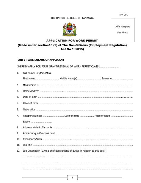 Work Permit Application Templates At