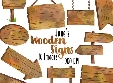 Wooden Sign Graphics Set Digitalartsi
