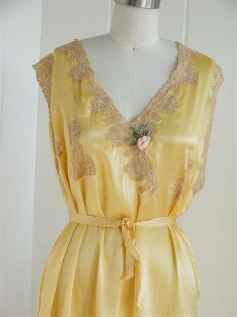 1920s Vintage Canary Yellow Silk Slip Dress Etsy Silk Slip Dress