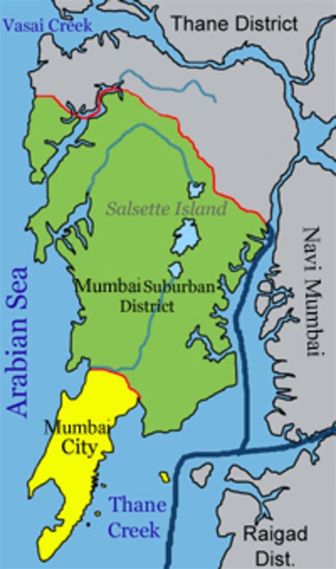Map Of Mumbai Bombay Neighborhood Surrounding Area And Suburbs Of