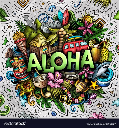 Aloha Hand Drawn Cartoon Doodle Royalty Free Vector Image