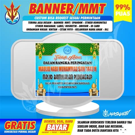 Jual Banner Mmt Spanduk Tabligh Akbar Pengajian Peringatan Maulid Nabi