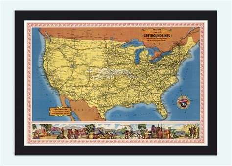 Old Map Of United States Of America 1935 Vintage Map Wall Map Print