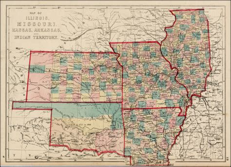 Map Of Illinois Missouri Kansas Arkansas And Indian