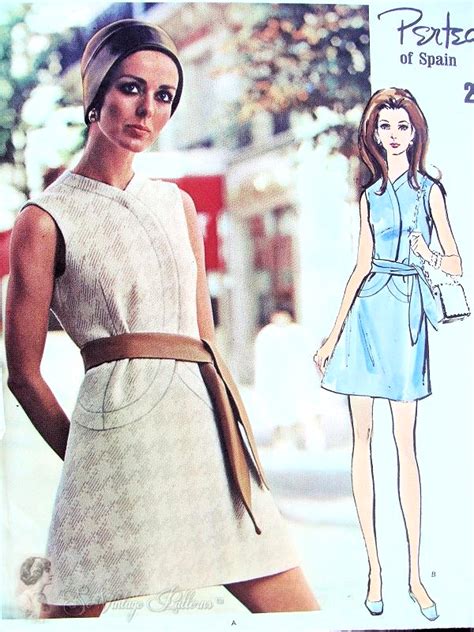 1960s Mod Pertegaz Dress Pattern Vogue Couturier Design 2344 Figure Flattering Style Bust 34