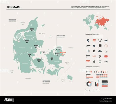 Vector Map Of Denmark High Detailed Country Map With Division Cities