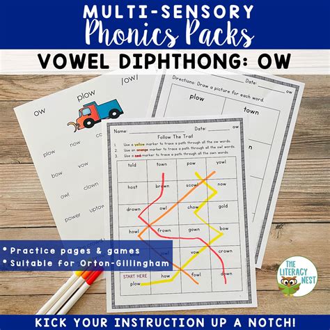 Diphthong Ow Orton Gillingham Multisensory Phonics Activities
