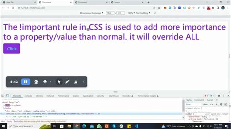 Important Rule In Css How To Override Properties In Css Youtube