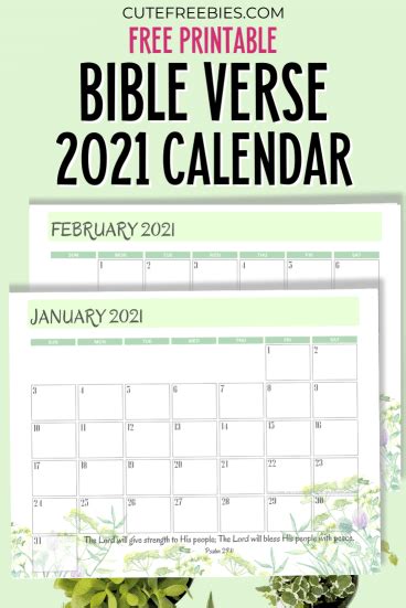 Join our email list for free to get updates on our latest 2021 calendars and more feel free to browse for more free printables while waiting for our next 2021 calendars! 2021 Bible Verse Calendar Free Printable! - Cute Freebies For You