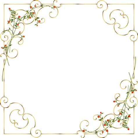 Gold Frame With Delicate Wild Flowers Gold Frame Frame Rose Frame