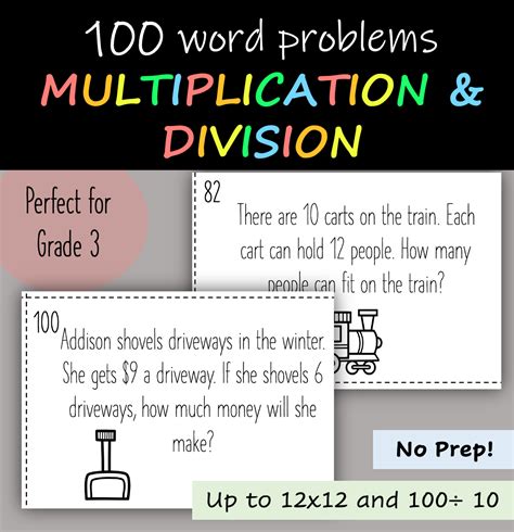100 Multiplication And Division Words Problems Problems Up To 12 Times
