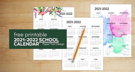 2021 2022 School Year Calendar Free Printable Paper Trail Design In Images