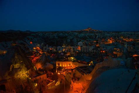 Illuminated At Night Streets Of Goreme Turkey Cappadocia On The