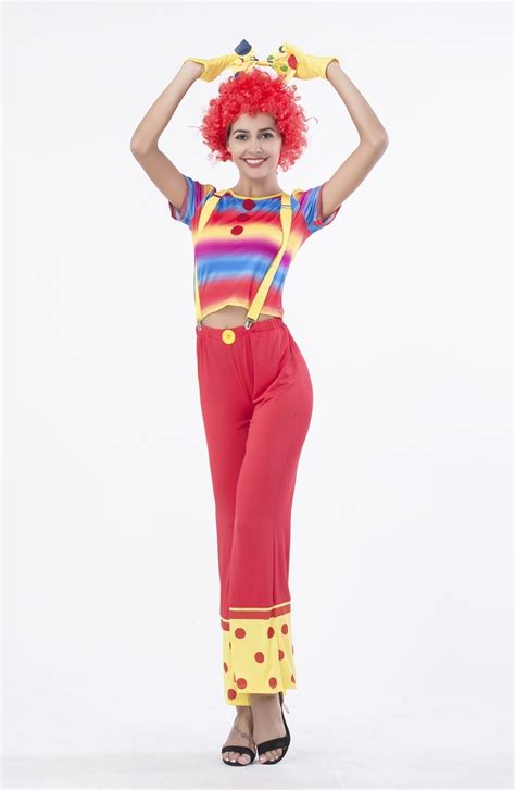 Female Clown Costume Funny Show Girl Halloween Clown Actress Cosplay