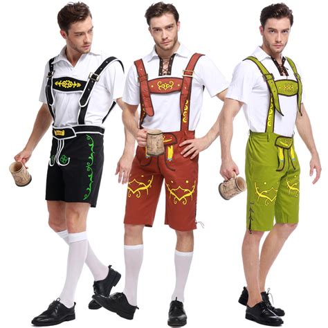 Mens German Bavarian Oktoberfest Lederhosen Guy Costume Shorts And To