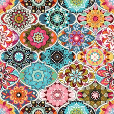 Bohemian Fabric Large Print Cotton Quilting Fabric Etsy