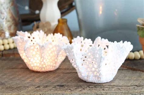 How To Stiffen Fabric And Make Doily Candle Holders The Country Chic