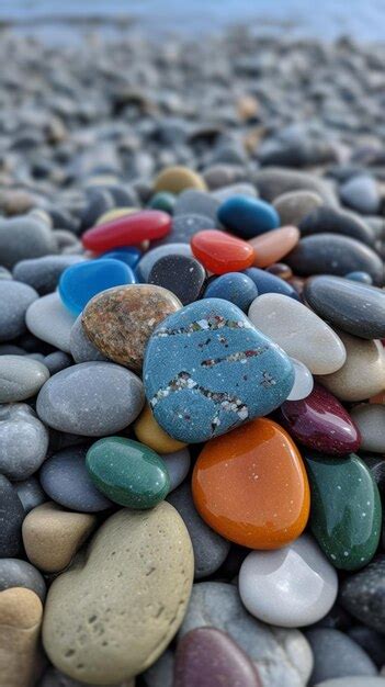 Premium Ai Image A Collection Of Colorful Pebbles On A Beach
