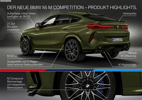 Dimensioni, prezzo, scheda tecnica e consumi. Maximal extrovertiert: BMW X6 M Competition in Urban Green