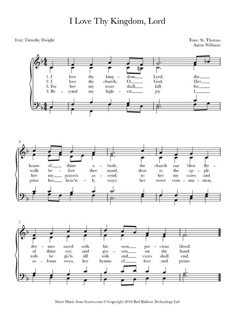 Willams Aaron I Love Thy Kingdom Lord Sheet Music For Choir Notes Com
