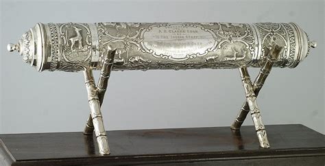 Sold Price An Earlier Indian Silver Scroll Holder With Original Stand