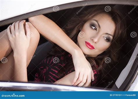 Woman Driving His Car Stock Image Image Of Color Glamor