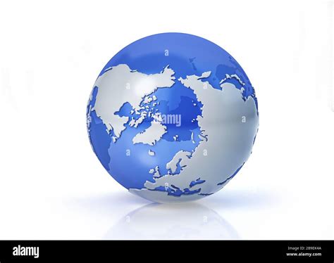 Stylized Earth Globe North Pole View With Grey Continents Stock Photo