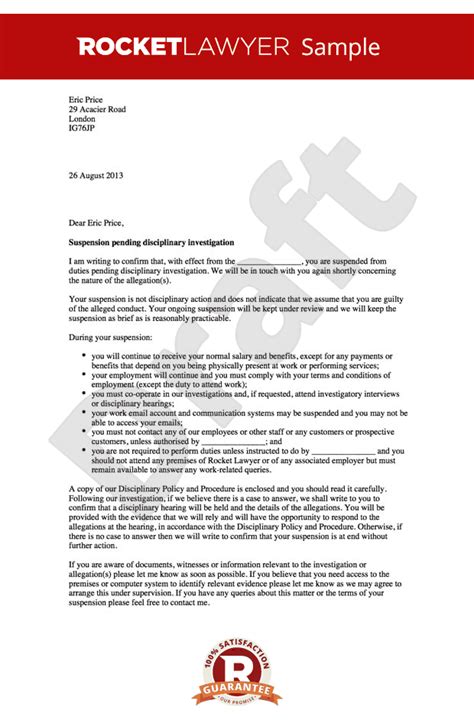 Sample response to question 3: Suspension Letter Pending Investigation - Letter ...