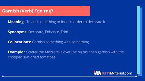 Garnish Word Of The Day For Ielts Speaking And Writing Garnish Verb