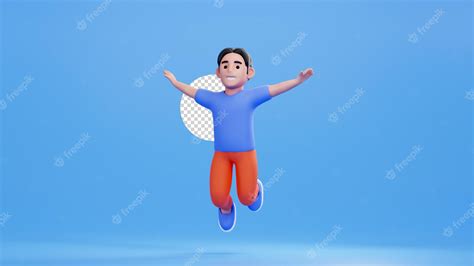 Premium Psd 3d Illustration Man Character Jumping And Happy Pose