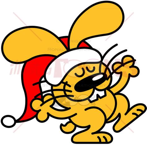 Cute Yellow Bunny Celebrating Christmas Illustratoons