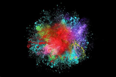 Premium Photo Abstract Colored Dust Explosion On A Black Background