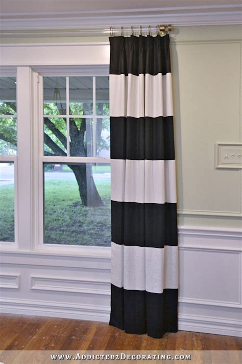 Diy Black And White Horizontal Stripe Draperies Lined And Pinch Pleated