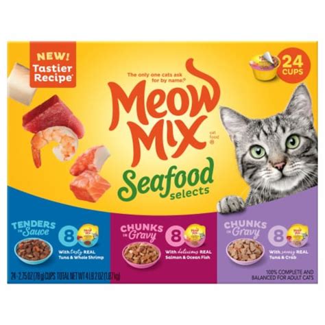 Meow Mix Seafood Selections Wet Cat Food Variety Pack 24 Ct 275 Oz