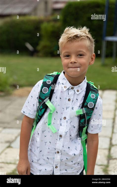 The Little Boy Goes To School For The First Time Starting School