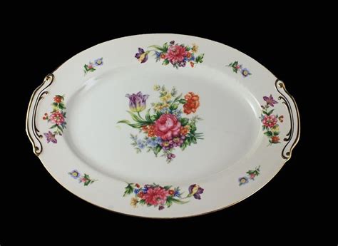 Oval Platter Sango China Occupied Japan Floradel Floral Pattern 12